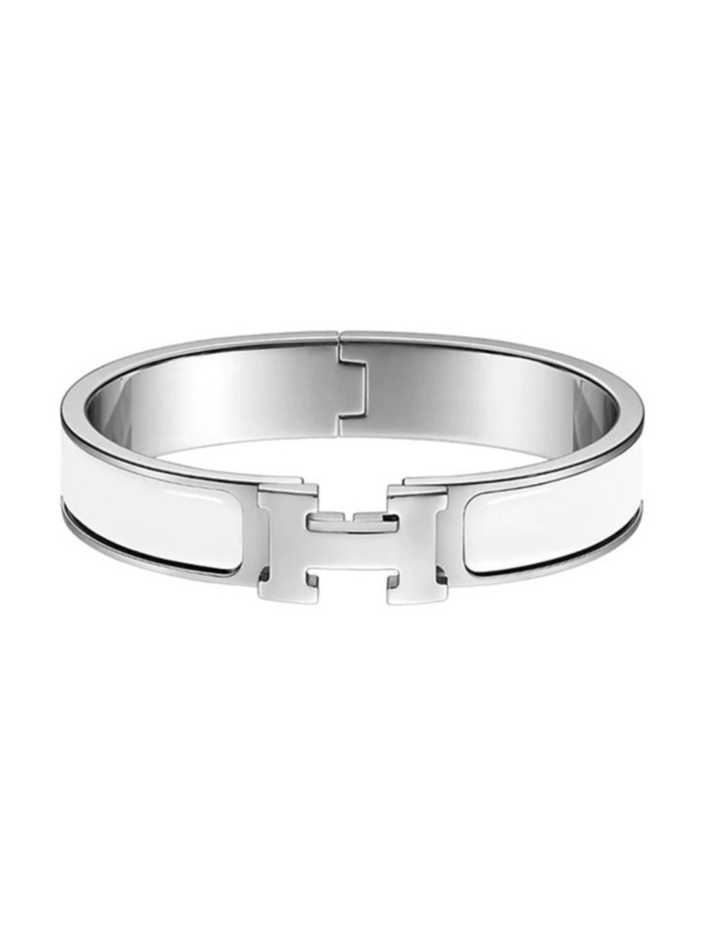 HERMES Clic H bracelet white Palladium plated pre owned